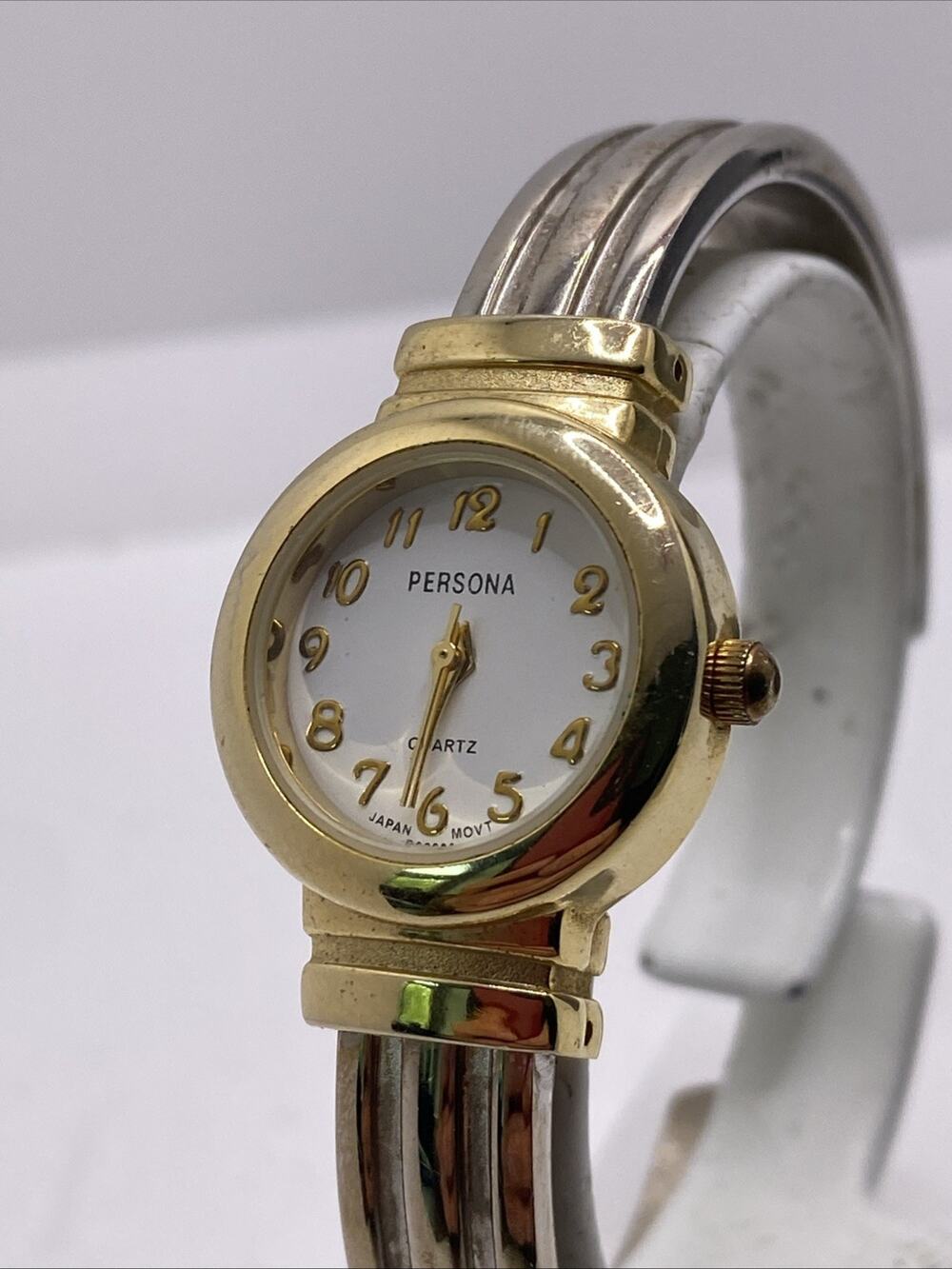 Vintage Persona Silver Gold Cuff Bangle Watch New Battery